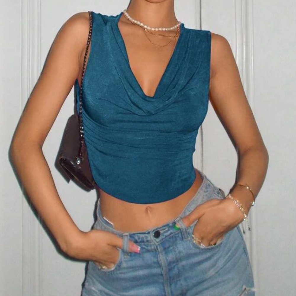 Elegant Teal Sleeveless Top